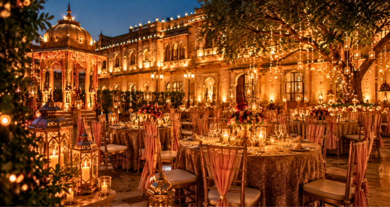 Lighting Your Jaipur Wedding: Evening Ambiance in a Heritage Setting